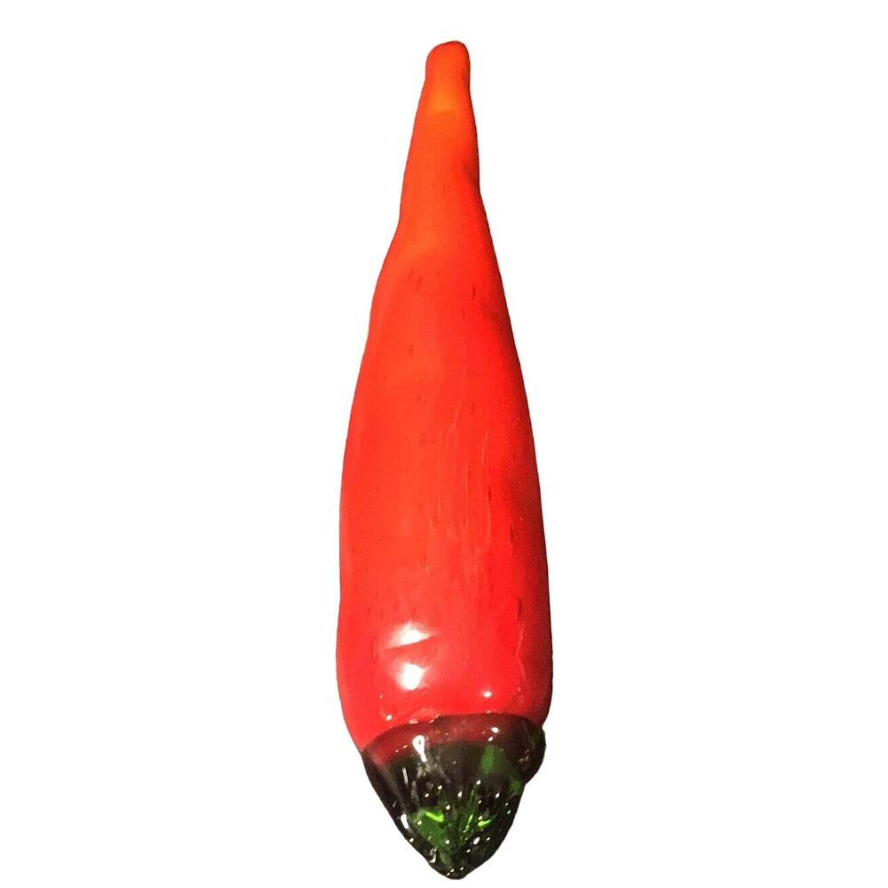 Art Glass CARROT - CHILI PEPPER Blown Glass Fruit & Vegetables Murano Style Deco
